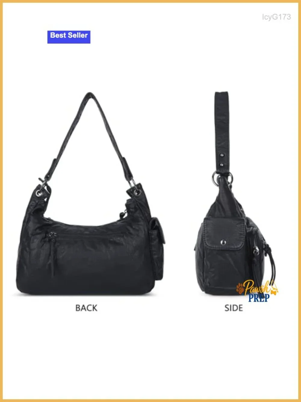 Soft Vegan Leather Hobo Bag Multi-Pocket Shoulder Purse Removable Strap Tote